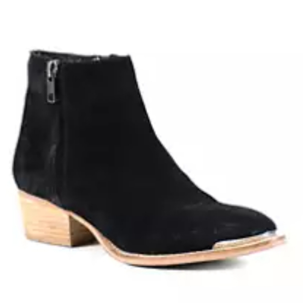 Diba True Sugar City Black Suede Leather Western Ankle Boots